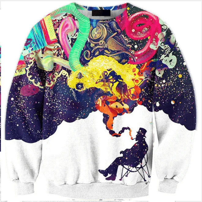 Мужская 3D печать с длинными рукавами трубы chi whim старый человек здоровья одежда