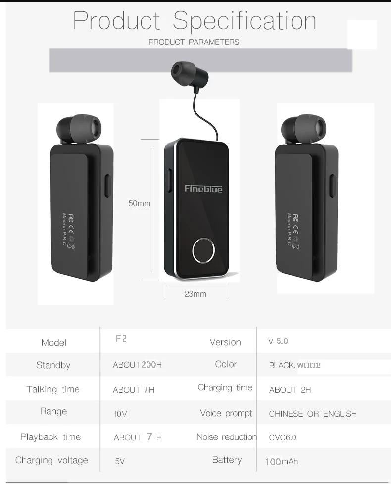 Fineblue F2 Bluetooth Спортивная гарнитура в ухо беспроводные наушники наушник мини наушники 6 H время разговора для смартфона