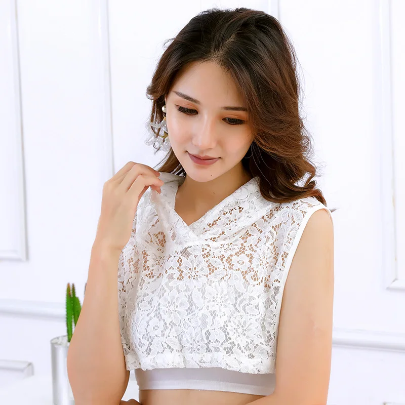 Linbaiway женский кружевной Цветочный полый ложный воротник с капюшоном и шапкой