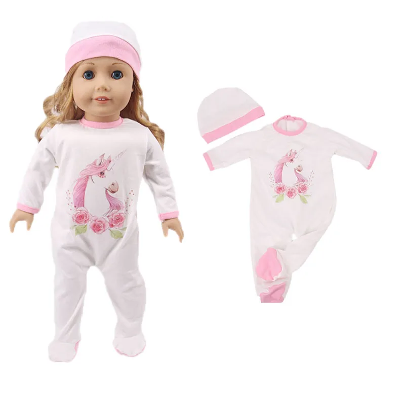 Одежда для кукол белая ночная рубашка с единорогом модная подходит 18-дюймовых