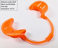 10pislot dental lip cheek retractor c type silicone mouth props opener orange soft autoclavable largesmall