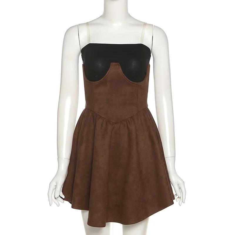

Autumn new women's sexy solid color slim high waist fashion lace-up dress women