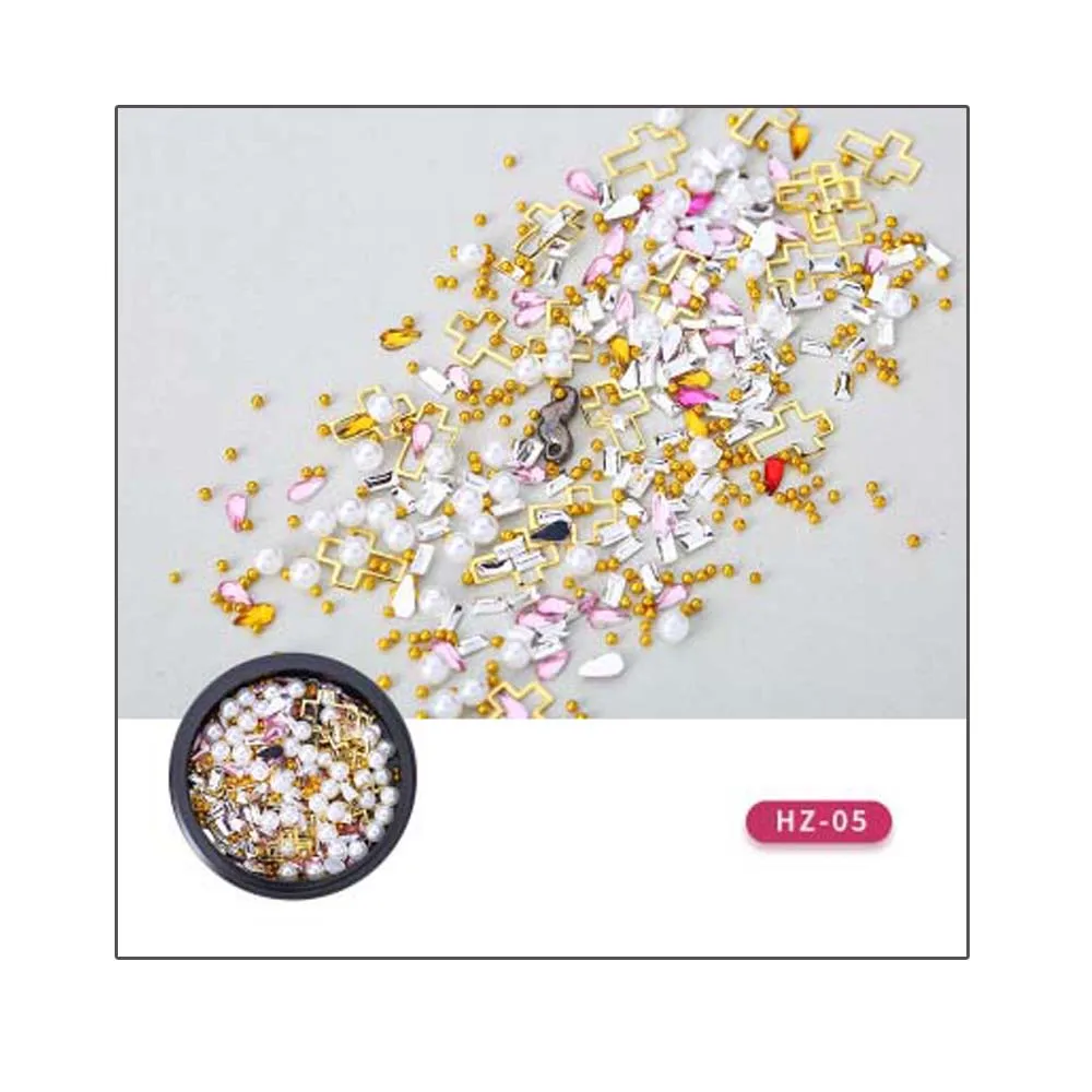 

1 Box Mix Shapes Diamond Pearls Nail decoration Metal sequins Colored pearls Nail Art Rhinestones Gems Decals Manicure DIY Tips