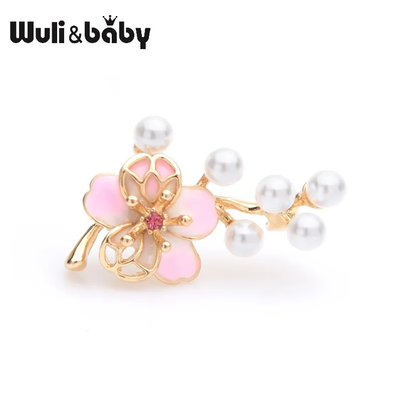 Маленькие Броши Wuli& baby в виде розового цветка для женщин, цветок из искусственного жемчуга, свадебная брошь на воротнике, булавки, подарки