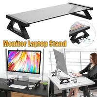 multi function computer monitor stand with 4 usb ports aluminum alloy tempered glass desktop laptop holder desk tv screen riser