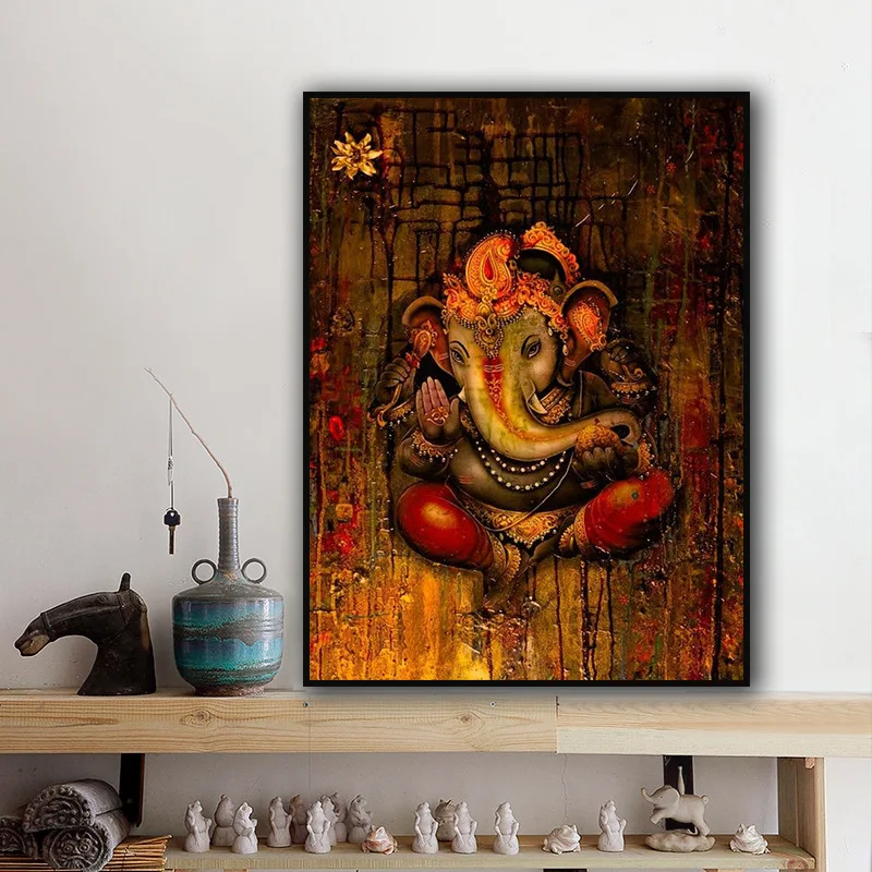 

Hinduism Wall Art Religion Canvas Painting Ganesha Posters and Prints Decorative Picture Modern Home Decoration