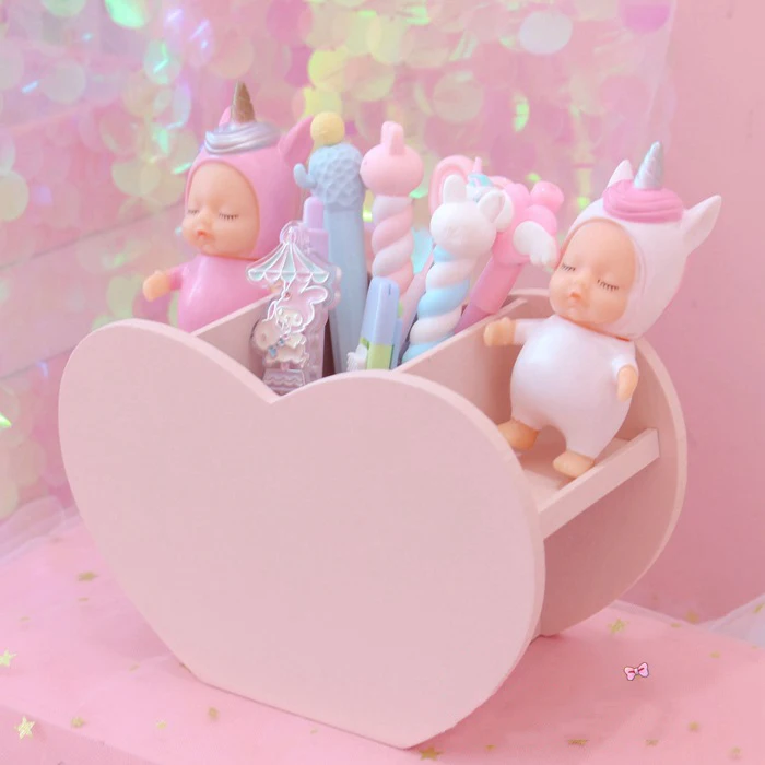 1 шт. милая розовая любовь настольная Kawaii коробка для хранения кистей макияжа