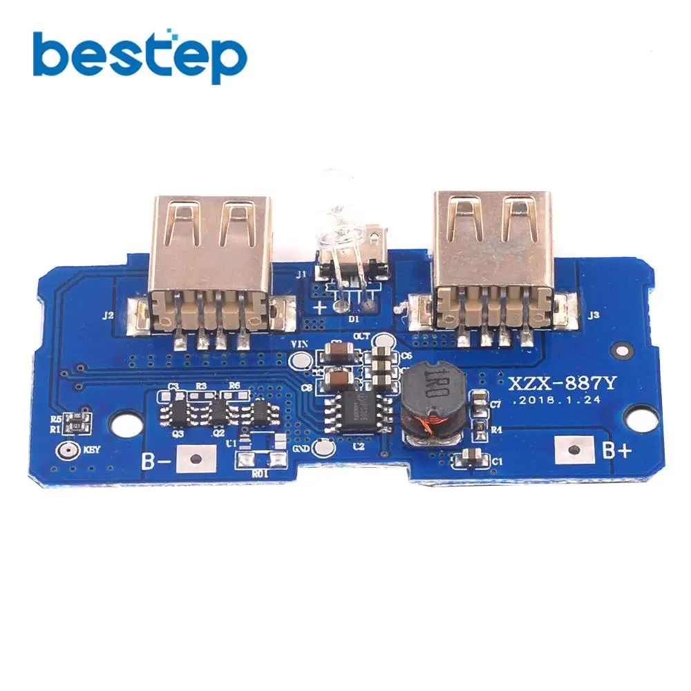 18650 Двойной Micro USB 3 7 в до 5 В 2A повышающий Мобильный Внешний аккумулятор DIY зарядное