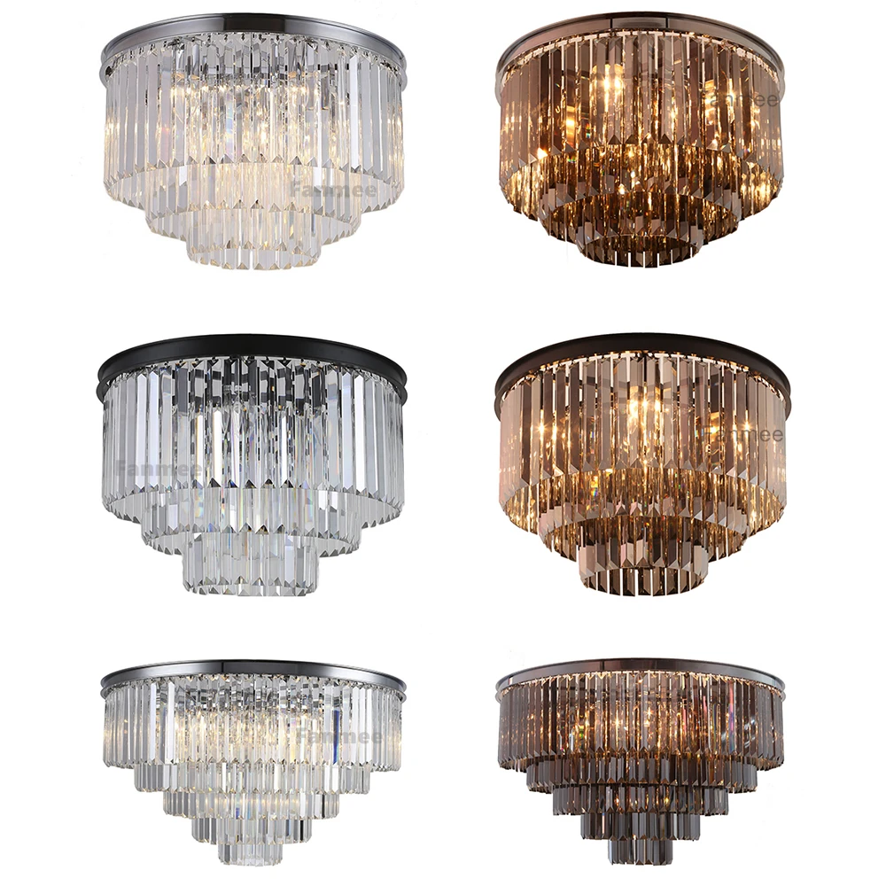 

Современная хрустальная Потолочная люстра, искусственная круглая Дымчатая потолочная лампа, украшение для гостиной, эргономичное крепление для спальни, фойе