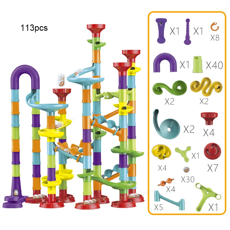 113 шт. Marble Run строительные блоки 3D лабиринт с шариком гоночный трек игрушка рулон