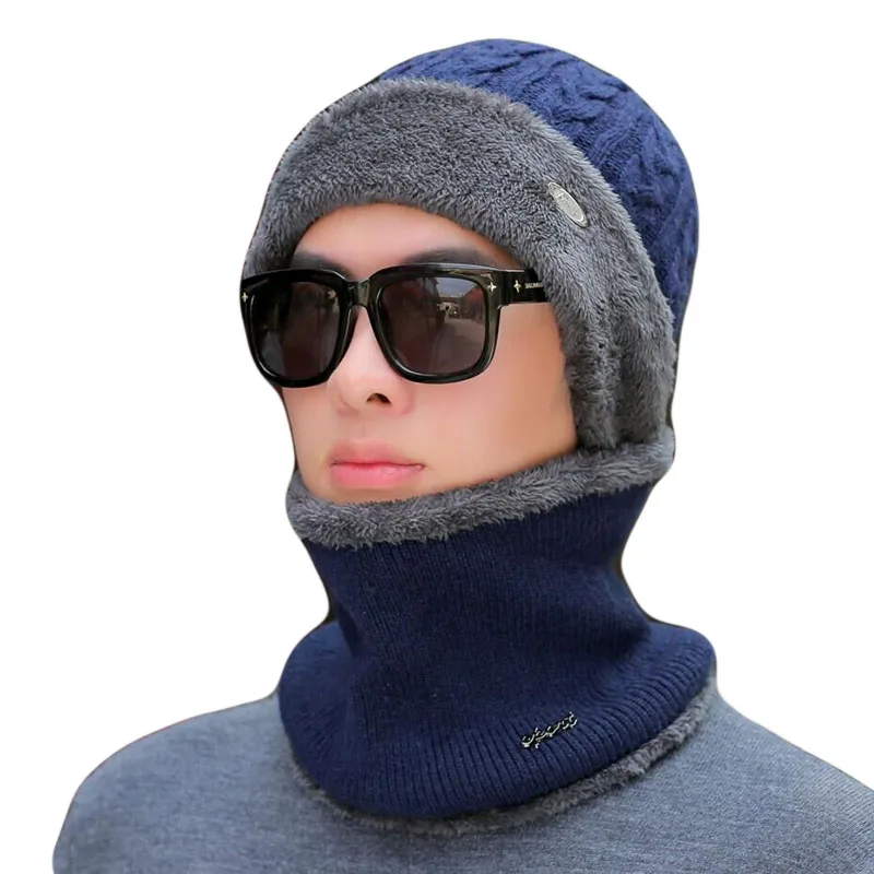 Брендовые зимние шапки для мужчин Skullies Beanies Мужская зимняя вязаная шапка из крученой пряжи шарф из шерсти женская маска капота мужская шапка