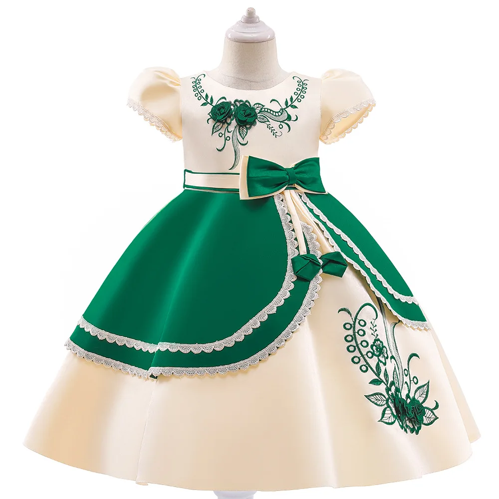 

Summer Pageant Green ShortFlower Princess Dress Elegant Kids Dresses For Clothes Children Clothes Party Wedding Dress 4-10 Year