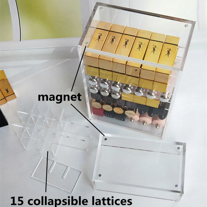 Акриловый Органайзер для косметики с пыленепроницаемой дверью макияжа губная