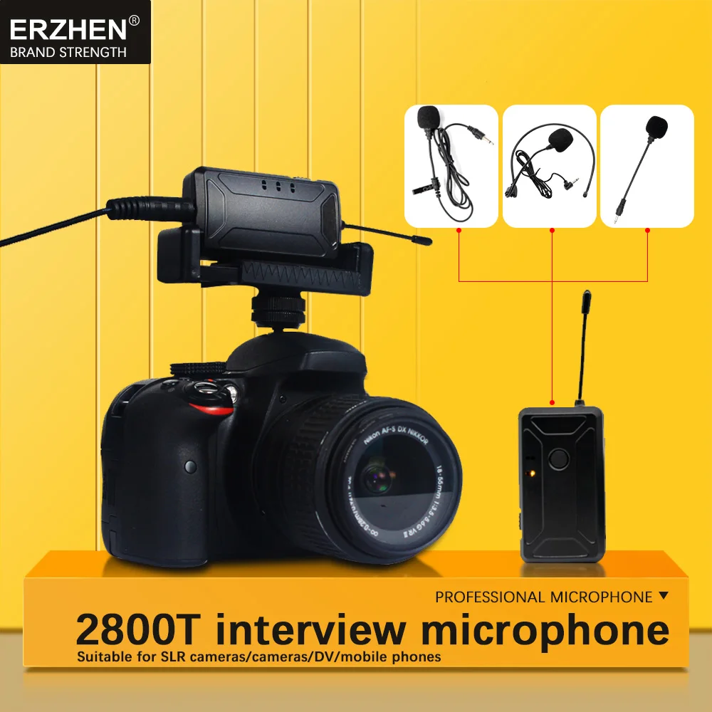 ERZHEN 2,4G петличный нагрудный микрофонный конденсатор для камеры/телефона, беспроводной микрофон для гарнитуры 3,5 мм, видеокамера VLOG