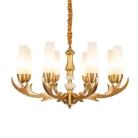 american retro copper pendant lights luxury classic hotel lobby villa bedroom hanging lamp simple antlers brass e14 led lamp