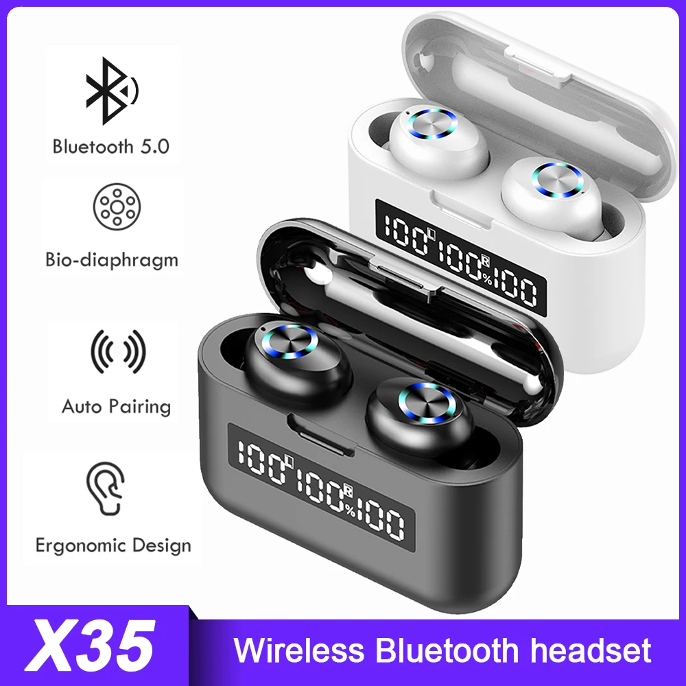 

X35 Wireless Bluetooth 5.0 Earphones Waterproof TWS Low Latency Noise Reduction HiFi Stereo Sport Earbuds with Microphones