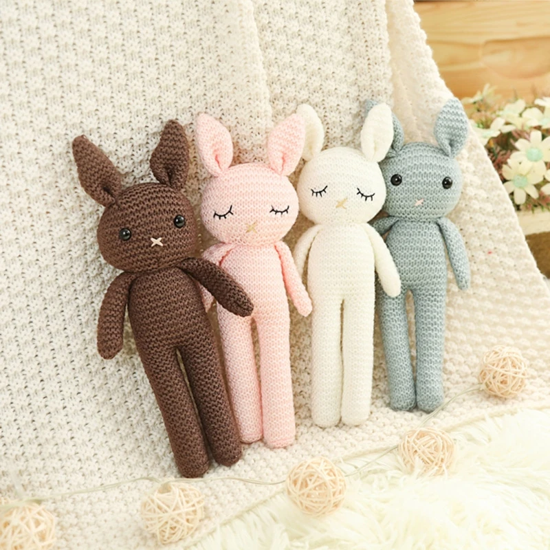 

20cm Cuddle Doll Mini Crochet Rabbit Stuffed Toy PP Cotton Filled Loneliness Comfort Baby Room Decor Photography Props