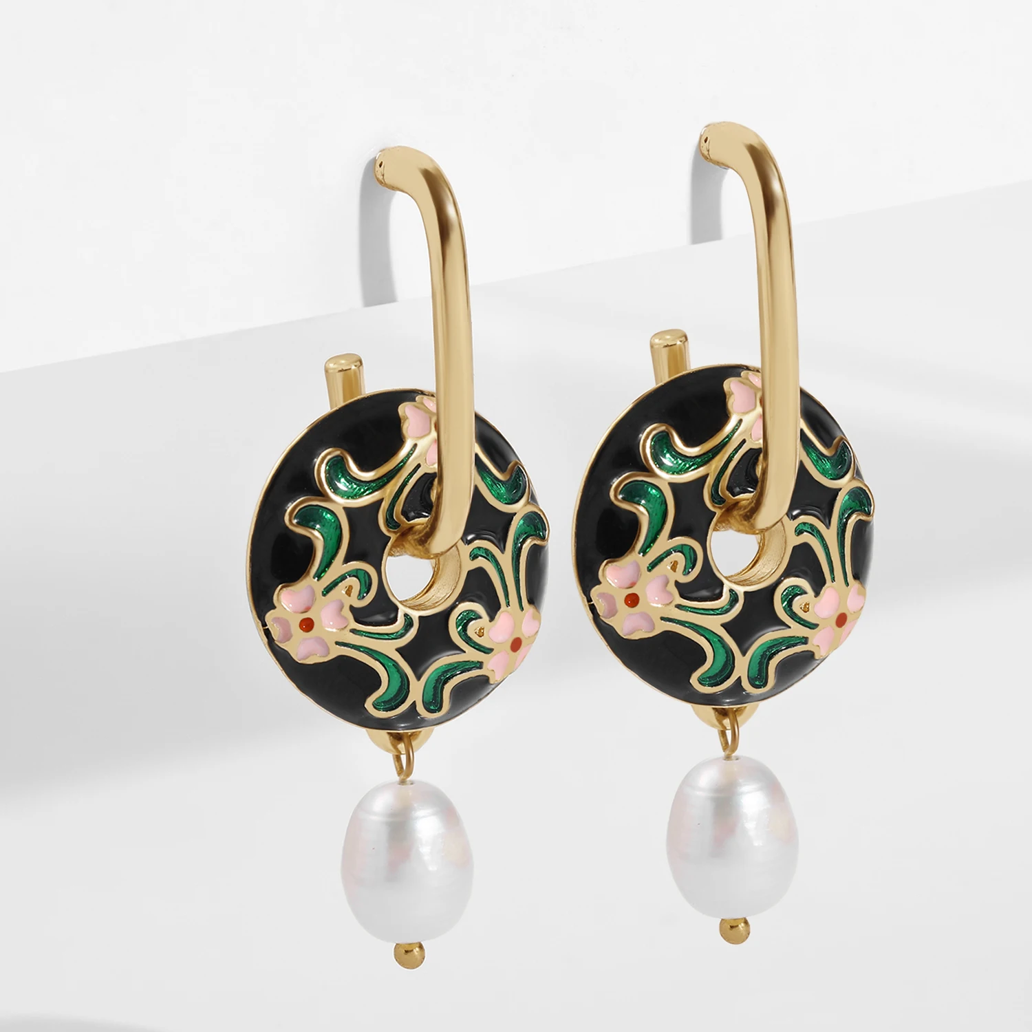 Серьги в форме цветка с эмалью женские винтажные круглые Висячие Ювелирные