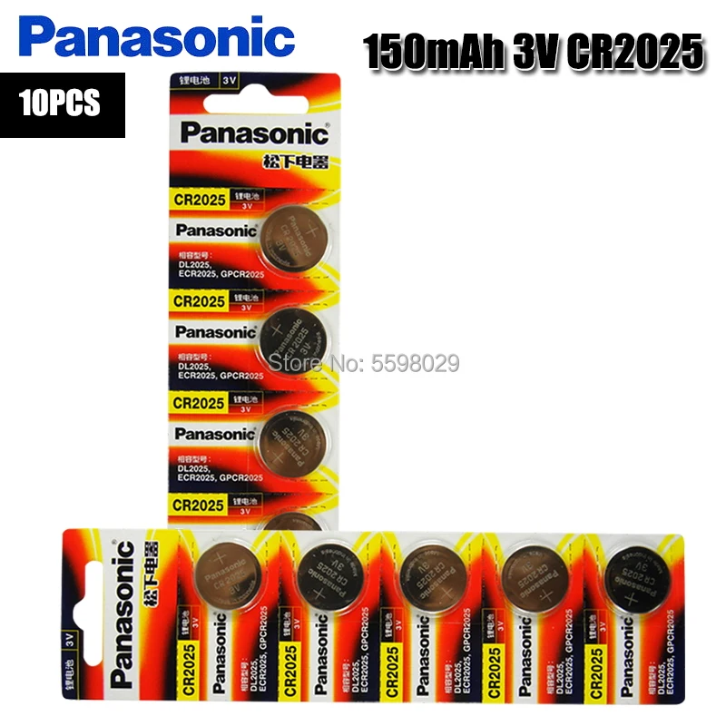 Кнопочный аккумулятор PANASONIC 10 шт./лот cr2025 Литиевые Батарейки 3 в для цифровой