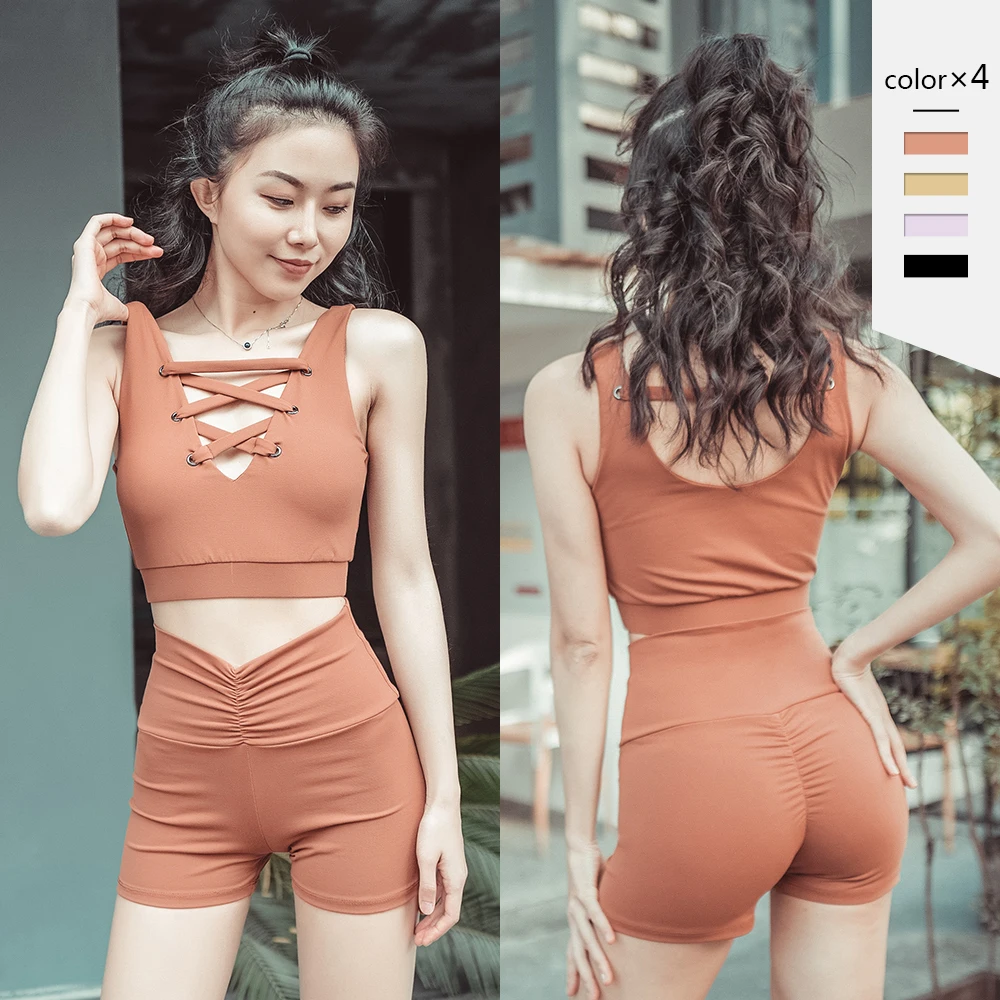 Женский комплект для йоги Короткие Фитнес Леггинсы спортивный костюм