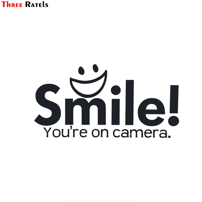 Three Ratels FD715 Smile You're on Camera Window Decal, Security Stickers, Camera Warning Sticker Front Door Decal Funny Window