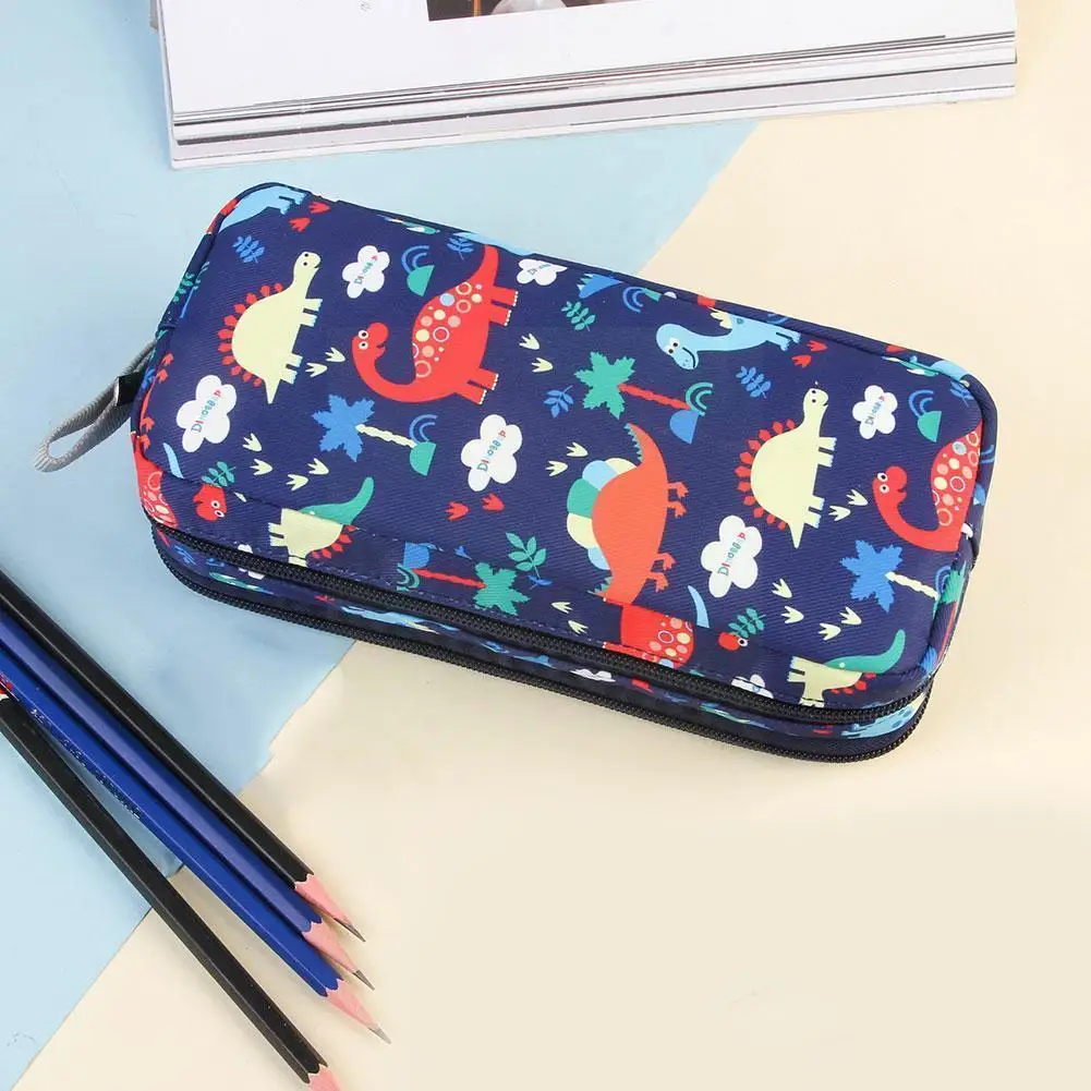 

South Korea's Large Capacity Cartoon Dinosaur Pencil Extended Stationery Double-layer Student Case Stationery Bag Storage B H7E7