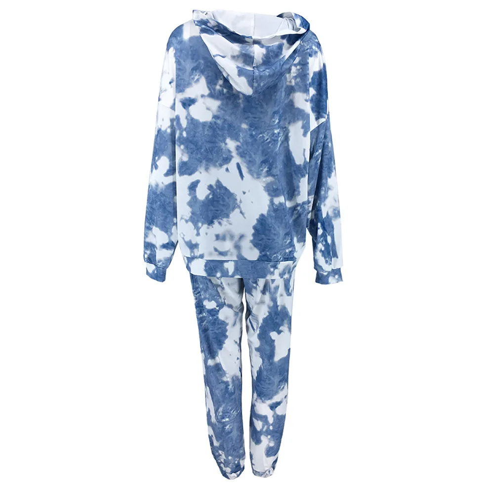 

Autumn winter tie dye set Plus size oversized hoodie+sweatpants jogging suits for women Loose sweat suits women matching sets