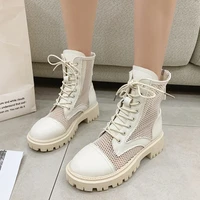 womens boots new breathable hollow knitted ankle boots zipper fashion black beige lace up summer womens casual shoes
