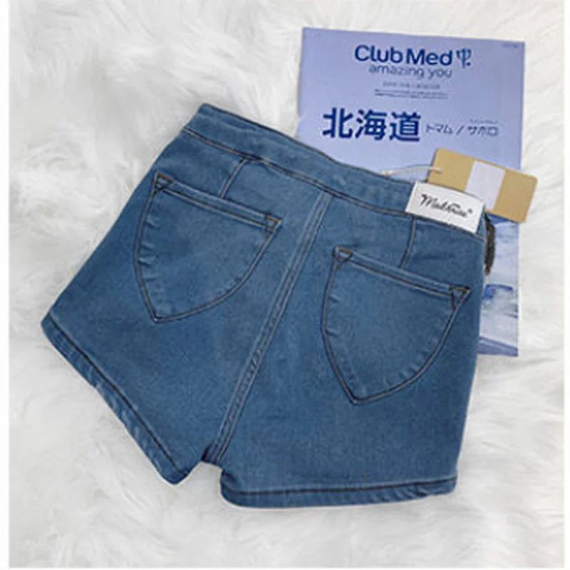 

GOOHOJIO 2021 Summer New Fashion Vacation Shorts Female Sexy Thin Elasticity Beach Shorts Ladies High Waist Skinny Denim Shorts