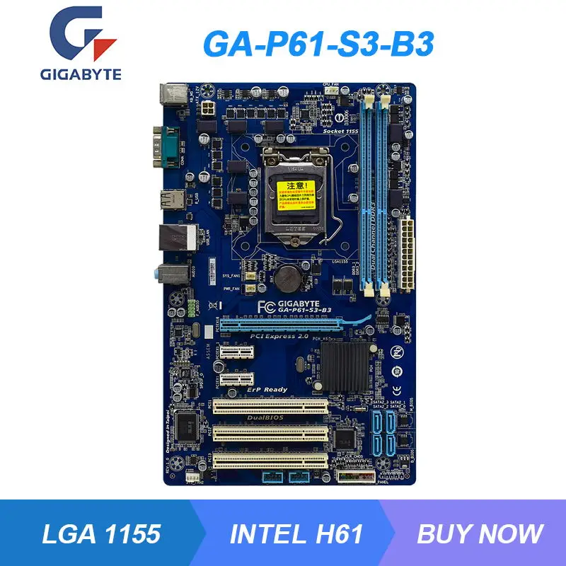 

GA-P61-S3-B3 For GIGABYTE LGA 1155 Intel H61 Desktop PC Motherboard DDR3 16GB Core i3 i5 i7 Cpus VGA SATA2 USB2.0 PCI-E X16 ATX