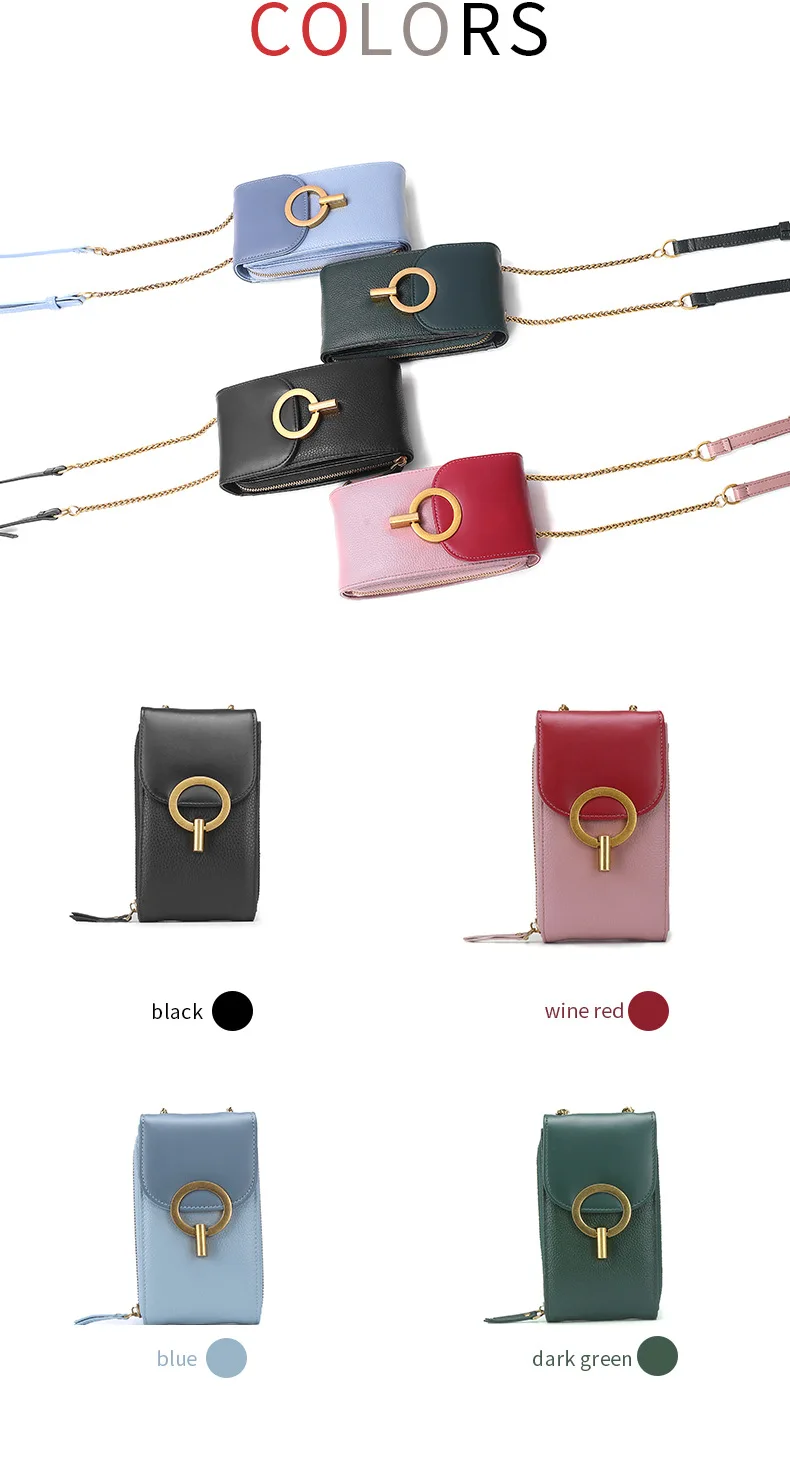 Women Genuine Leather Phone Pouch Bags for iPhone X XS 6 7 8 Small Shoulder Bag for Samsung S9 Crossbody Bags Women Phone Bag