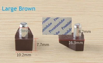 Large Brown 100 шт./лот, 5 мм стержень, пластиковая подставка для полки, подножки, мебельная полка, книжный шкаф, полка, кронштейн, серый, коричневый, белый, прозрачный - Цвет: Large Brown