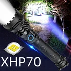 Самый мощный светодиодный фонарик XHP70, 26650 лм, перезаряжаемый от USB Тактический зум, 3 режима освещения, фонарик с батареей для кемпинга