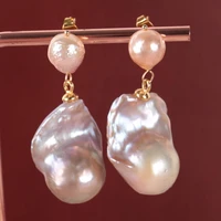 10 20mm natural pink baroque pearl bird shape earring 18k ear drop dangle cultured women gift