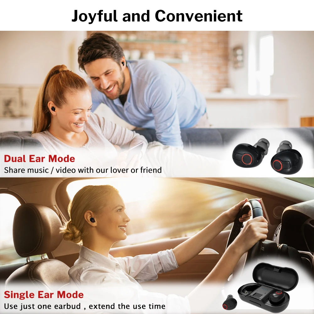 Bluetooth наушники 5 0 настоящие беспроводные гарнитура стерео спортивные с