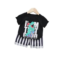 new children casual clothing summer baby boy girl striped t shirt shorts toddler cartoon overalls kids fashion cotton tracksuits