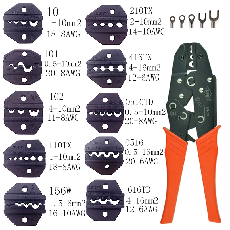 Ручные обжимные инструменты для неизолированных наконечников кабеля клеммы 0 5 16 мм2 профессиональные