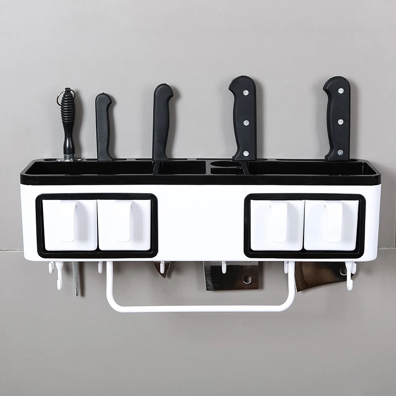 

Многофункциональная кухонная стойка, настенный ящик для хранения без отверстий, подвесной держатель для ножей, кухонные принадлежности