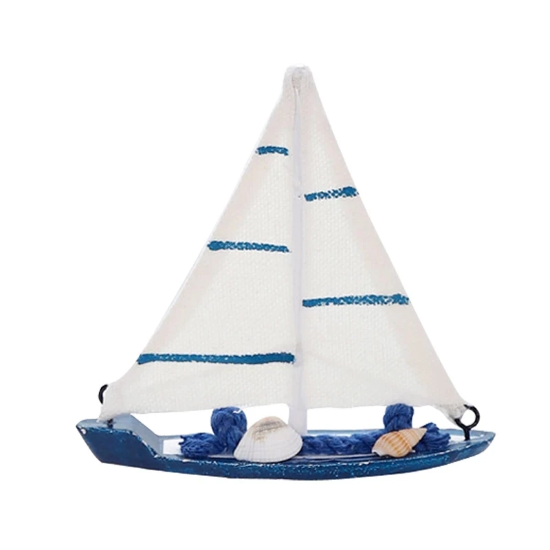 

Marine Nautical personality Sailboat Mode Room Decor Figurines Miniatures Mediterranean Style Ship Wood Fairy Garden Party Home