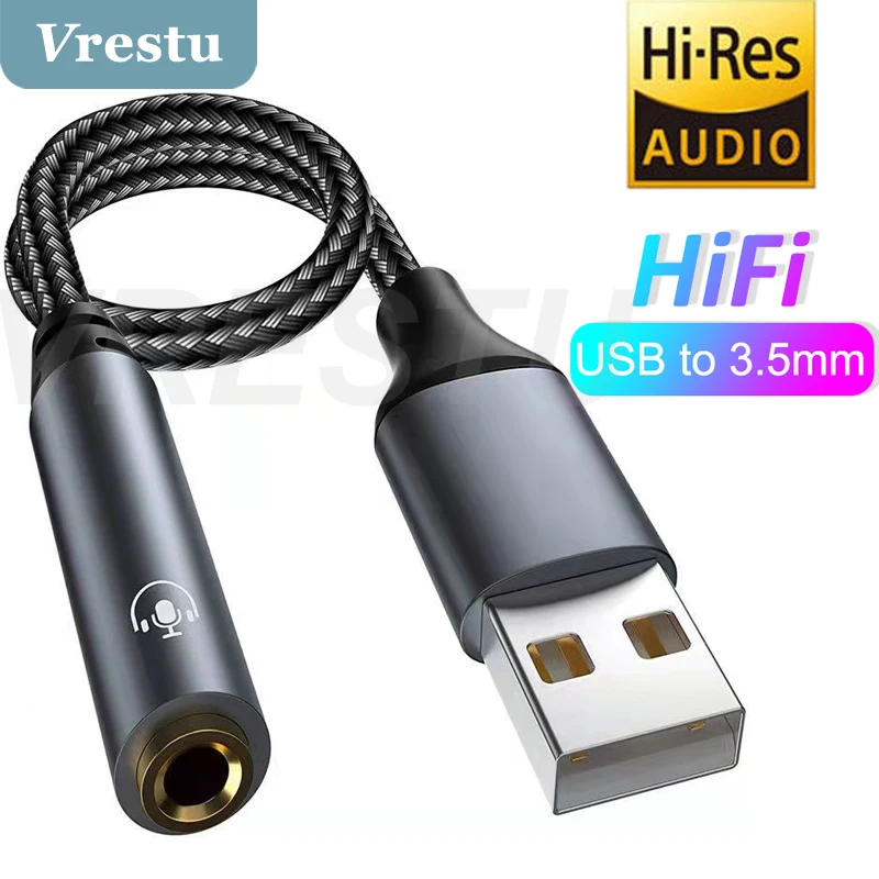

Внешняя звуковая карта USB с разъемом 3,5 мм, AUX-кабель, адаптер для наушников, аудио, микрофон, наушники, бесплатный диск для компьютера, ноутбу...