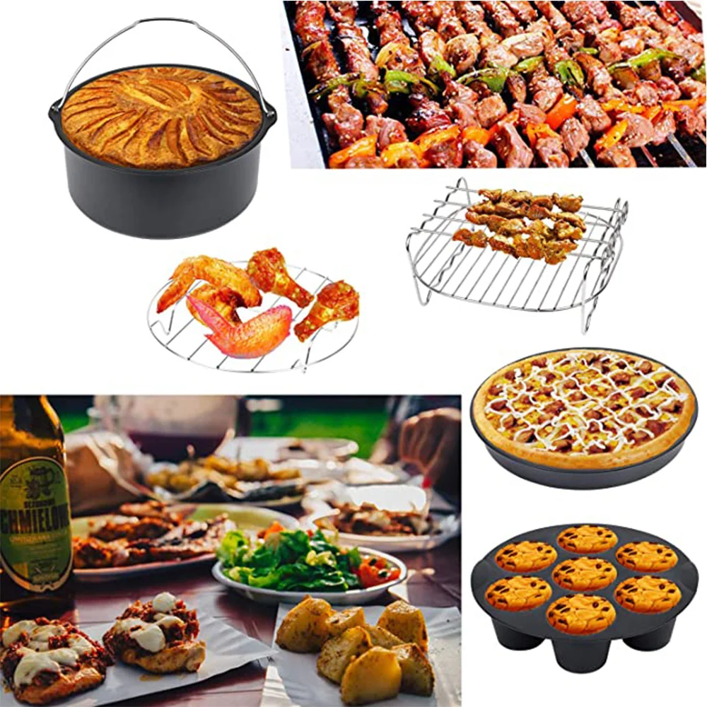 

12pcs/set 7 Inch / 8 Inch Air Fryer Accessories Fits All Brands Air Fryer Gowise Phillips Cozyna and Secura 3.7 4.2 5.3 5.8QT