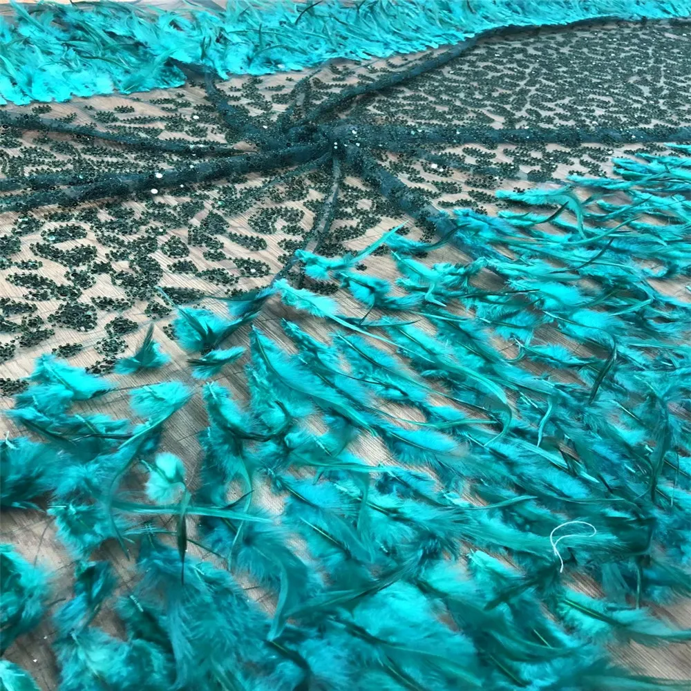 

Soso New Style French Net Lace Fabric 3D Feather+Sequins Tulle Mesh Lace Fabric High Quality African Lace Fabric For Dress