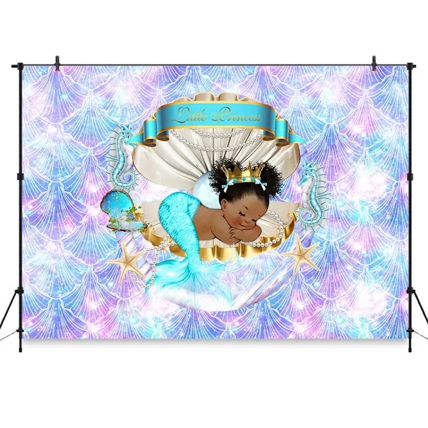 Королевская Русалка Принцесса фон под морской ракушкой Корона детский душ