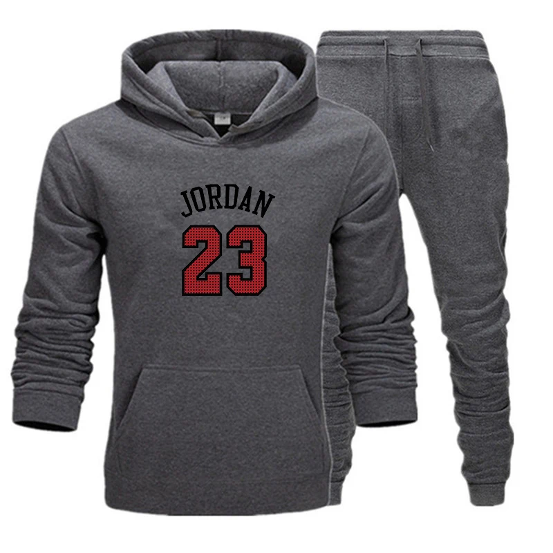

New Men Hoodies Suit Jordan 23 Tracksuit Sweatshirt Suit Fleece Hoodie+Sweat pants Jogging Homme Pullover 3XL Sporting Suit Male