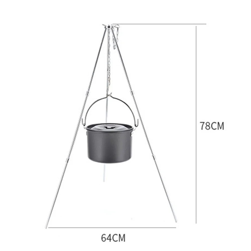 

Cooking Hanging Grill Stand Hold Outdoor Camping Pot Tripod Portable Picnic BBQ