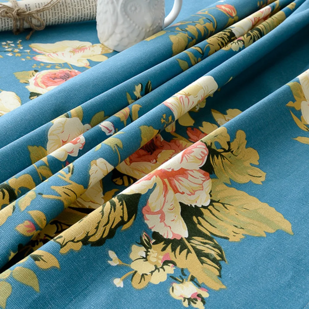 Хлопковые домашние обеденный Скатерти класса люкс Синие цветы принт