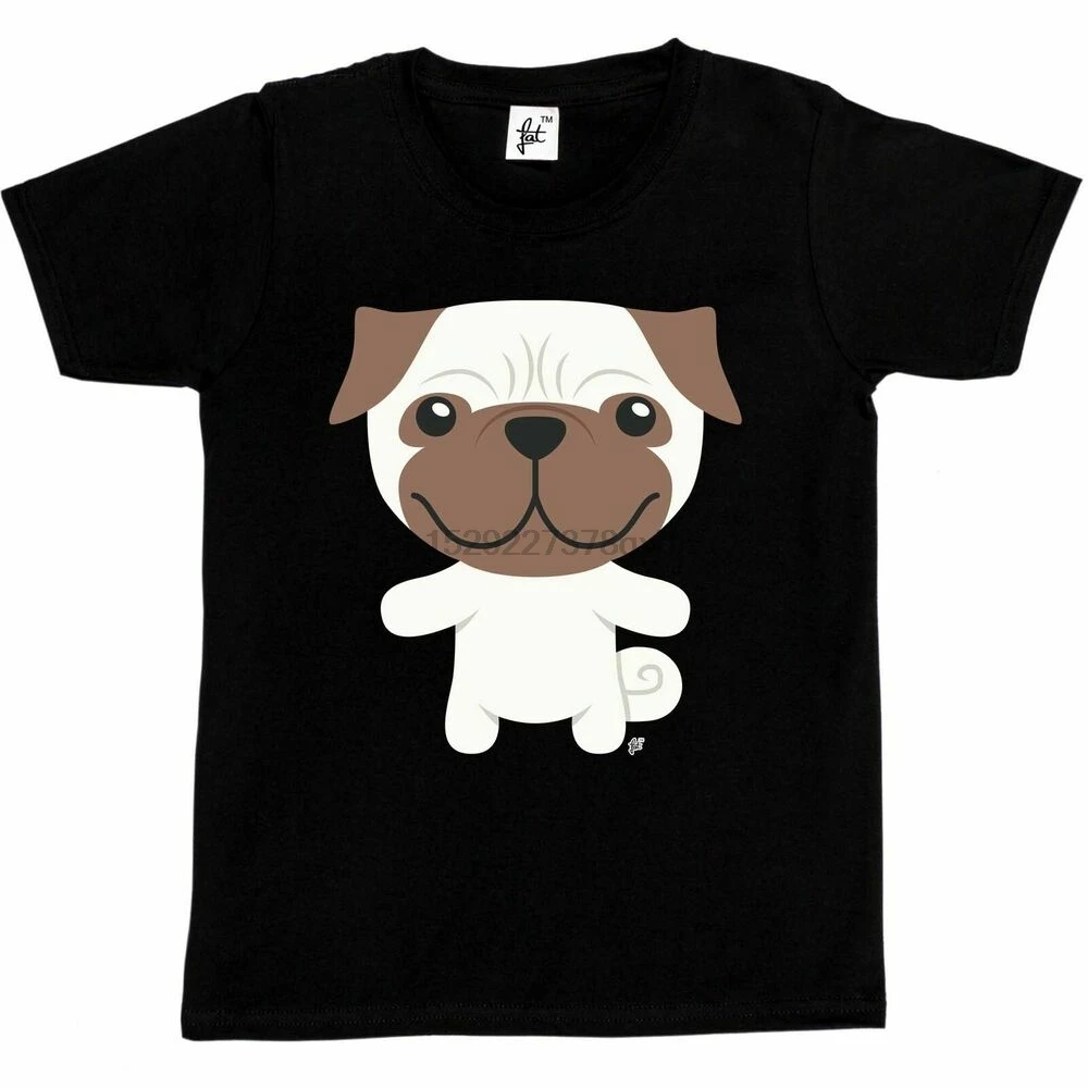 Милая очаровательная стоящая улыбающаяся мопса детская футболка для мальчиков и