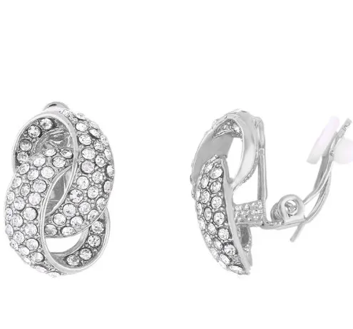 Разноцветные латунные серьги-клипсы с микрозакрепкой из фианита и кубического