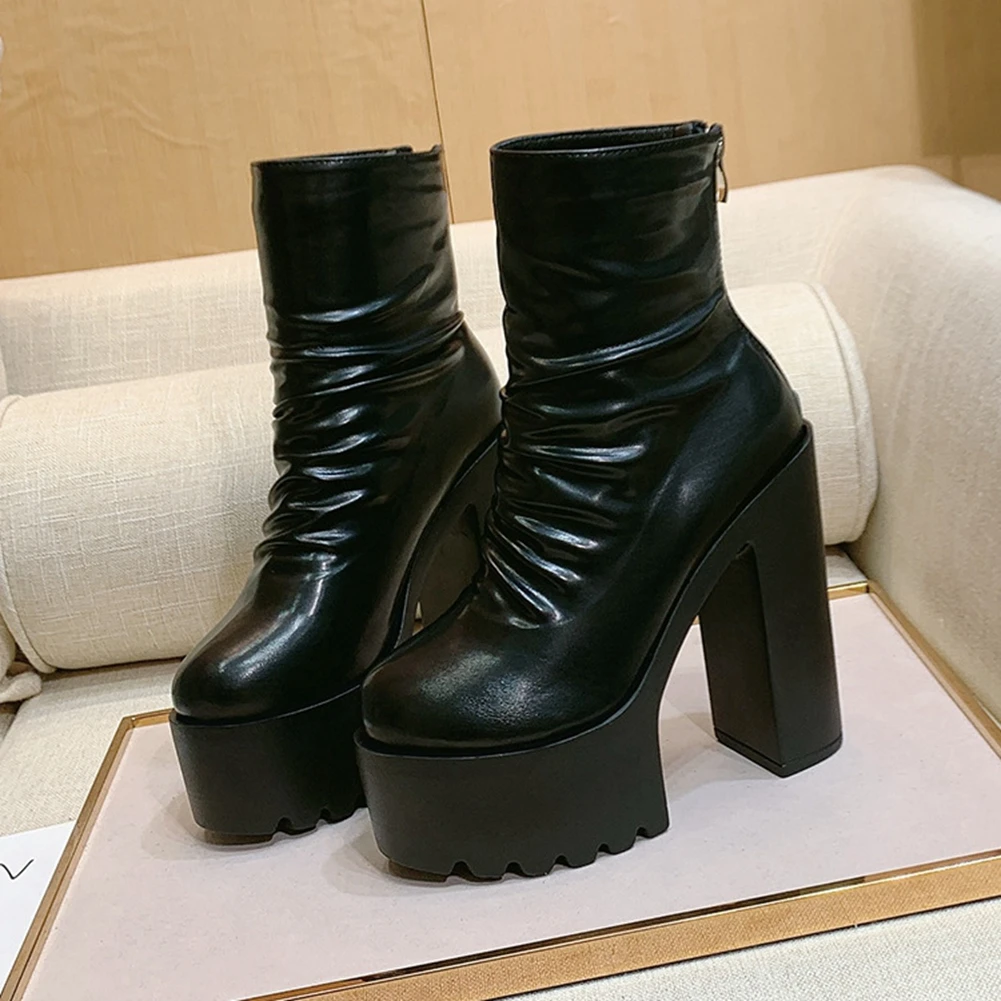 

Sarairis 2020 New Arrivals Platform Luxury Shoes Woman Boot Chunky High Heels Spring Top Quality INS Concise Boots Female