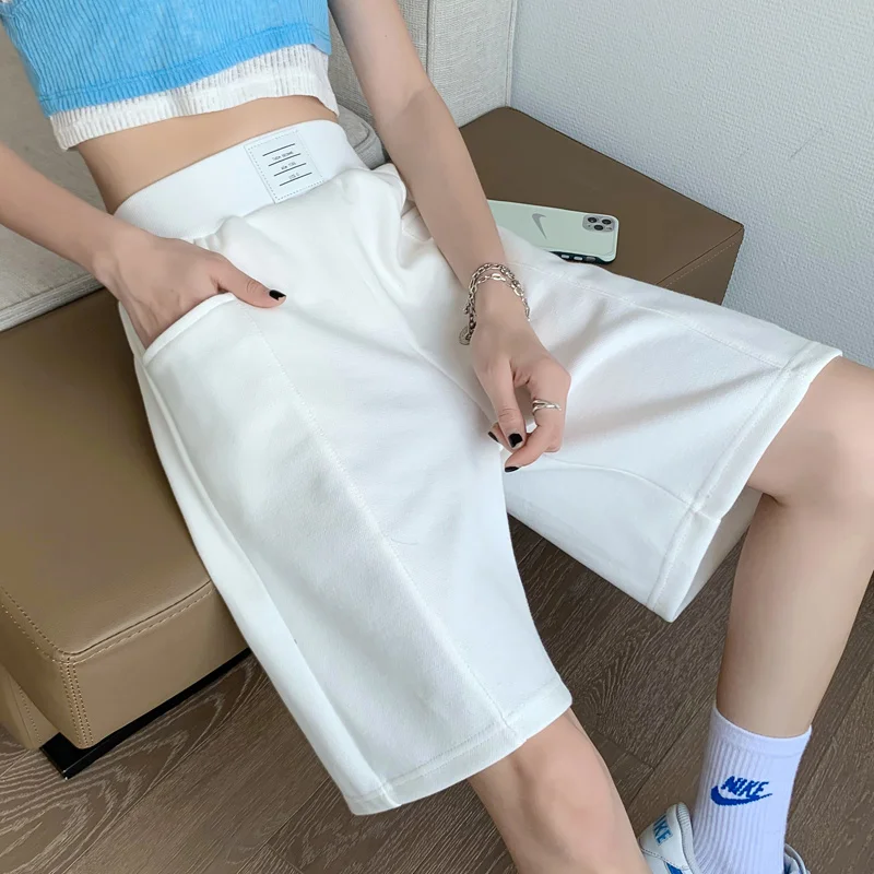

Limiguyue Women Shorts Cotton Short Wide Leg Sports Trousers Female Summer Outfit High Street Elastic Waist Shorts Pockets K1600